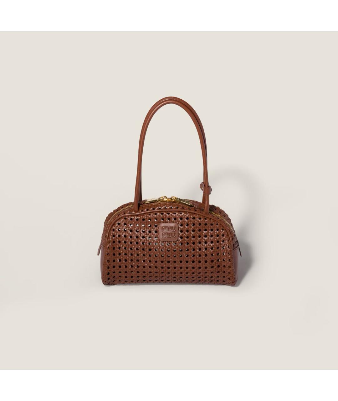 MIU MIU Коричневая кожаная сумка с короткими ручками, фото 8