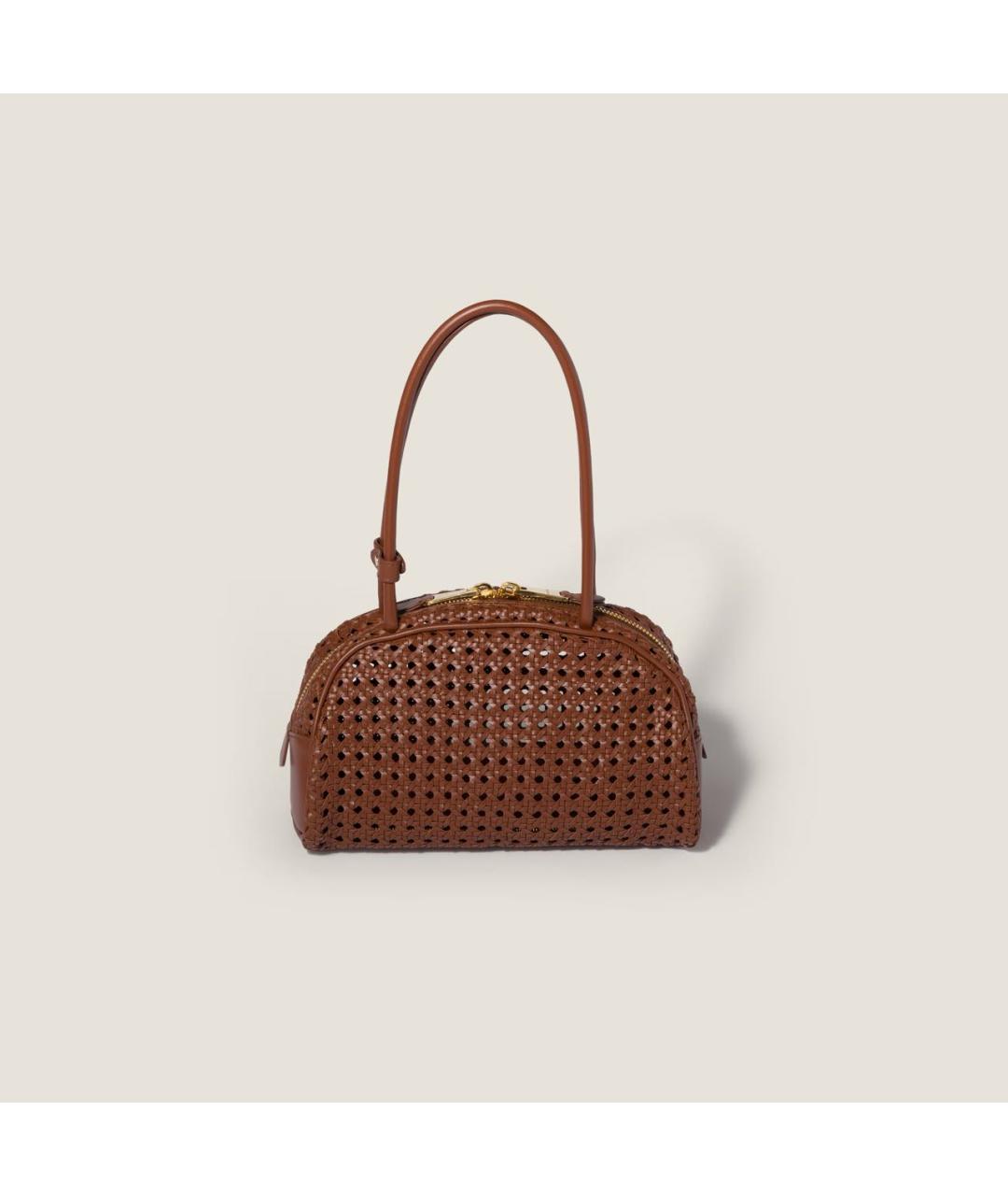 MIU MIU Коричневая кожаная сумка с короткими ручками, фото 4