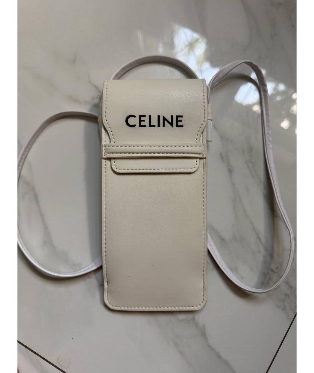 CELINE Белая сумка через плечо из искусственной кожи, фото 9