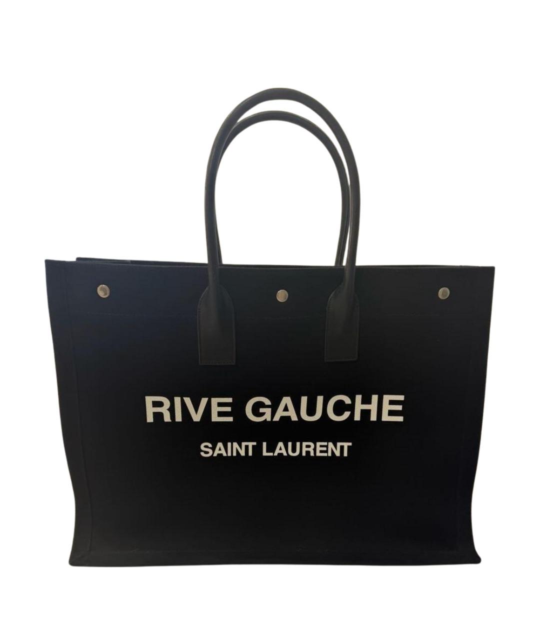 SAINT LAURENT Черная тканевая сумка тоут, фото 1