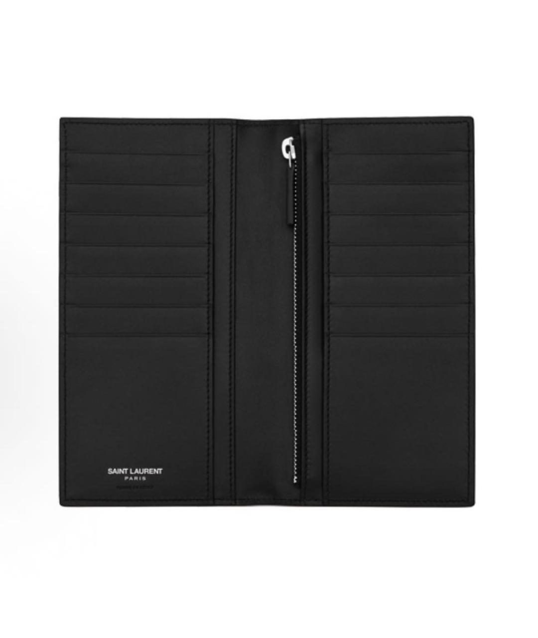 SAINT LAURENT Черный кожаный кошелек, фото 4