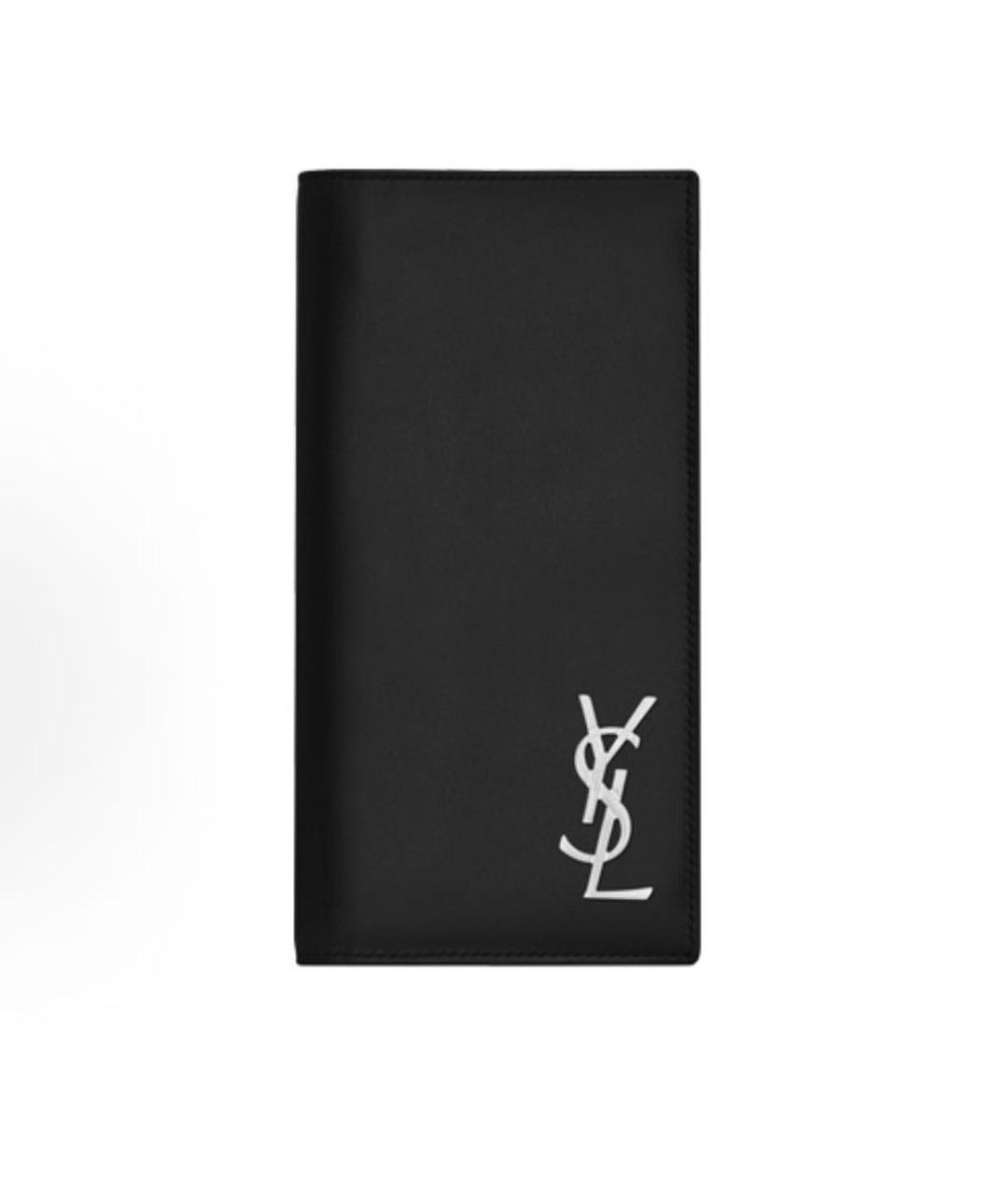 SAINT LAURENT Черный кожаный кошелек, фото 7