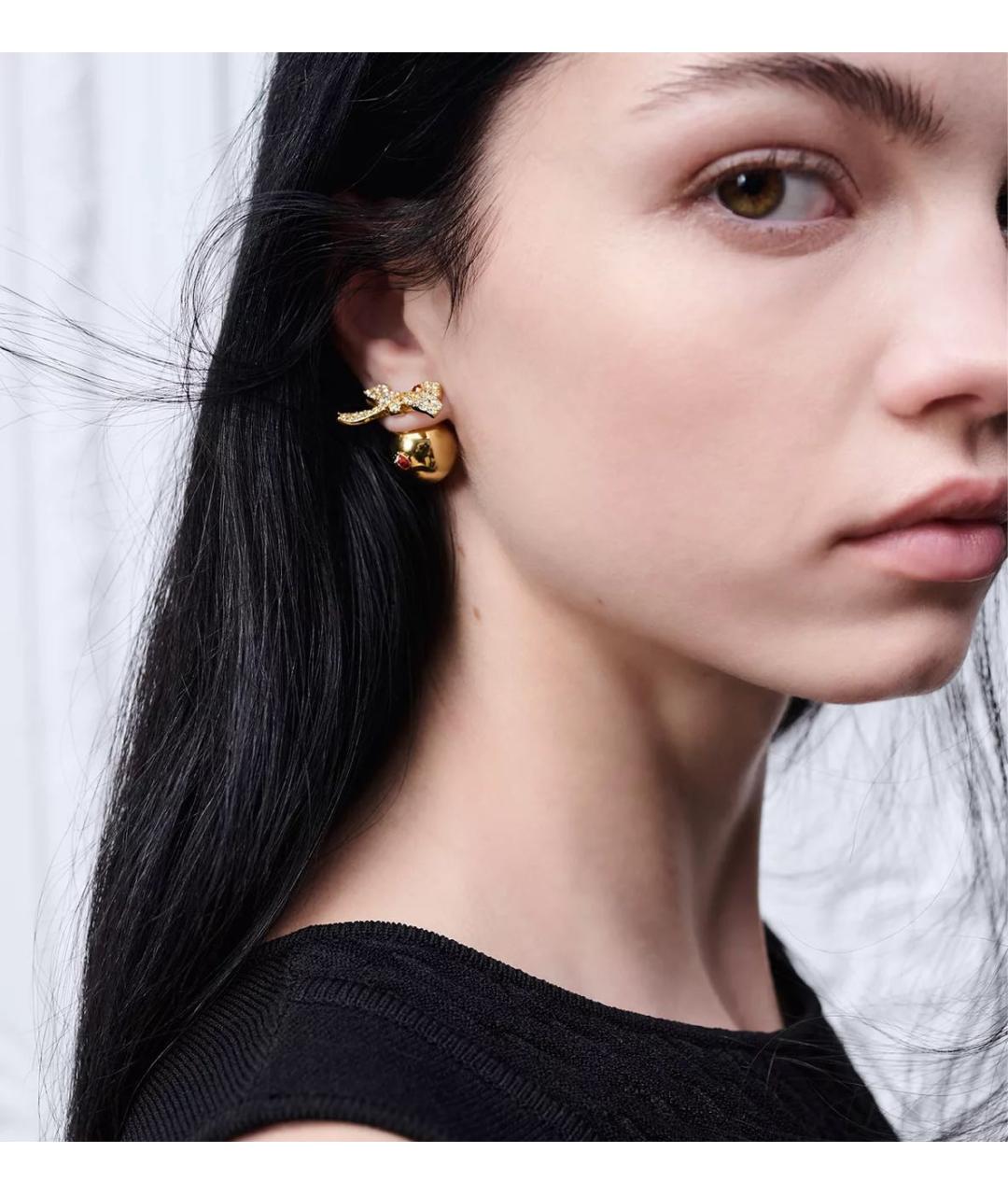 CHRISTIAN DIOR Золотые металлические серьги, фото 2
