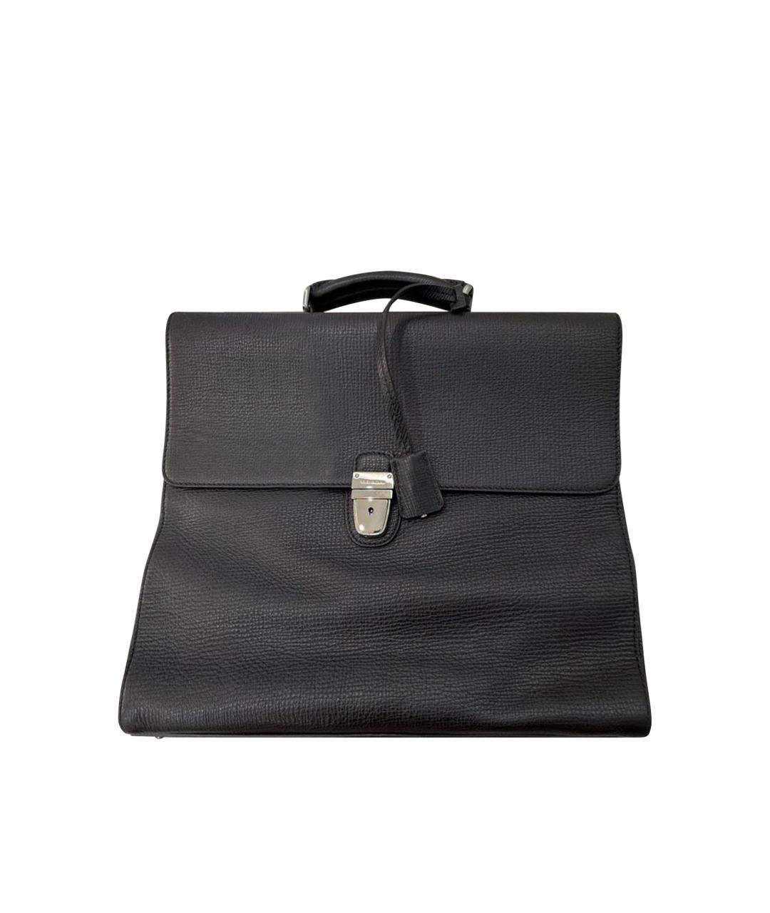 DOLCE&GABBANA Черный кожаный портфель, фото 1