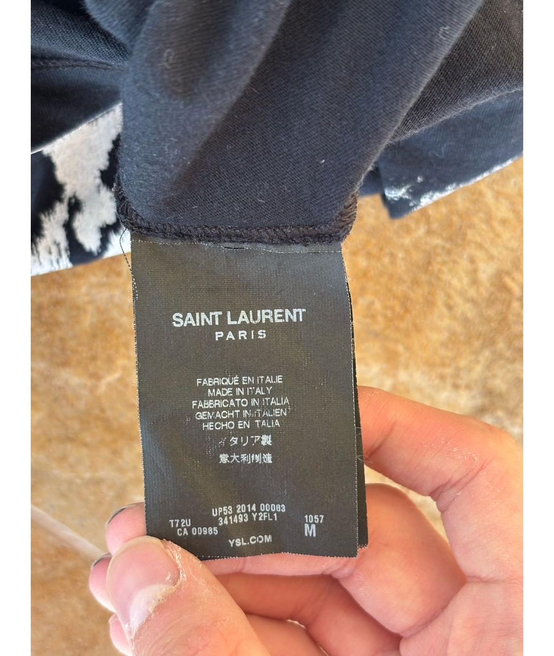SAINT LAURENT Черная хлопковая футболка, фото 5
