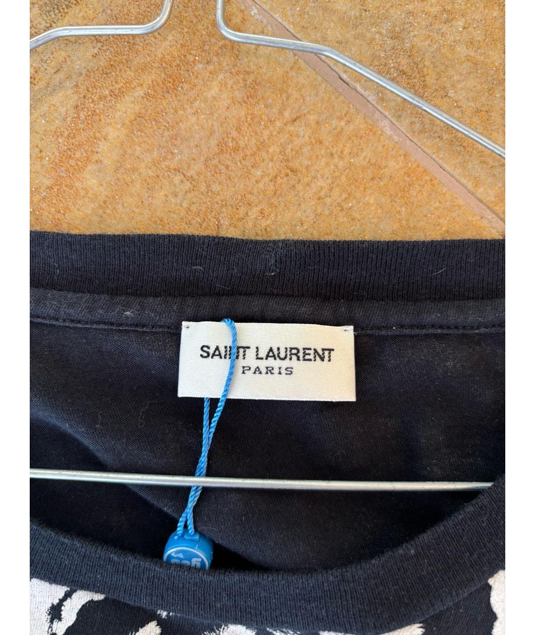 SAINT LAURENT Черная хлопковая футболка, фото 4