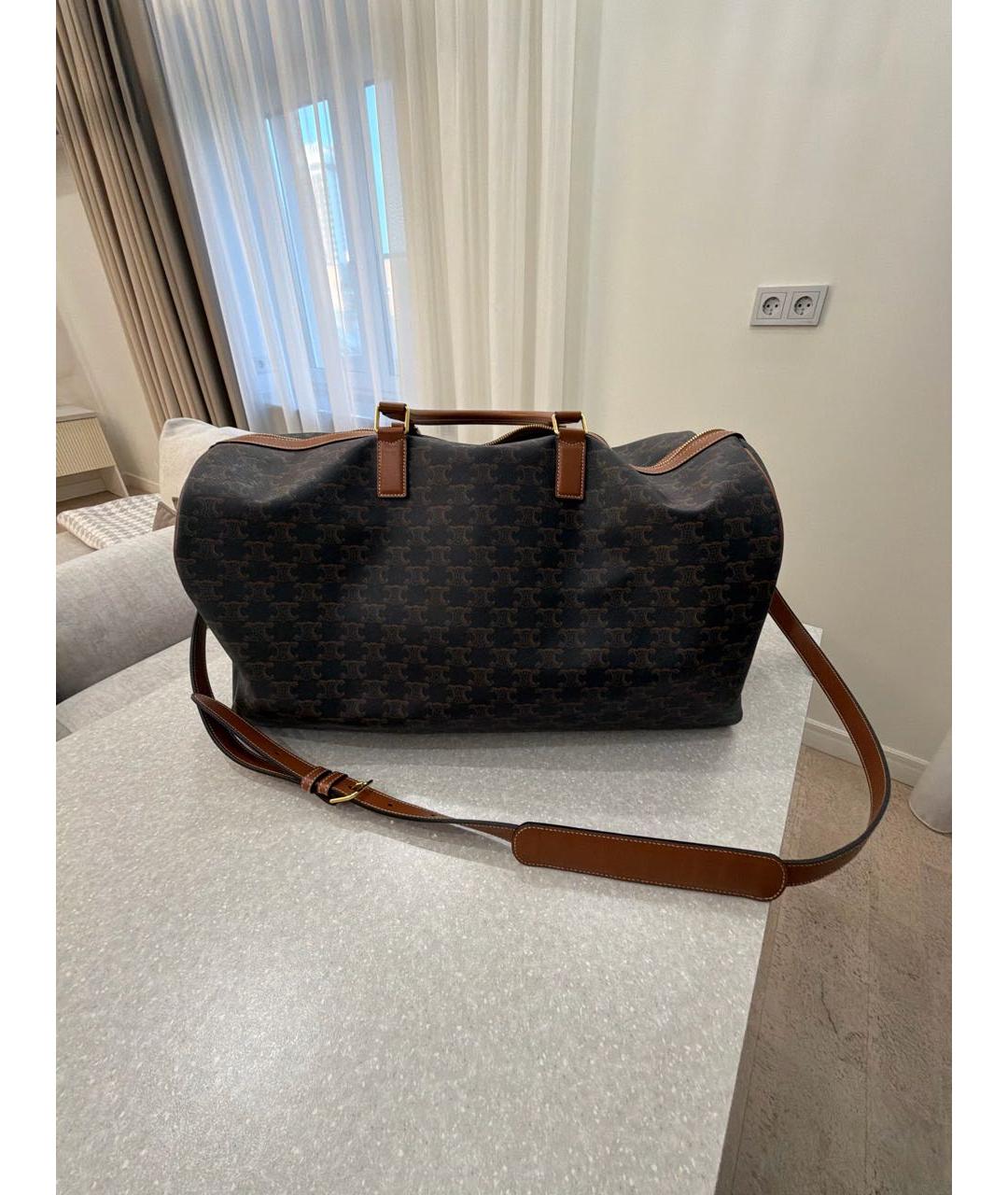 CELINE Коричневая дорожная/спортивная сумка из канвы, фото 2