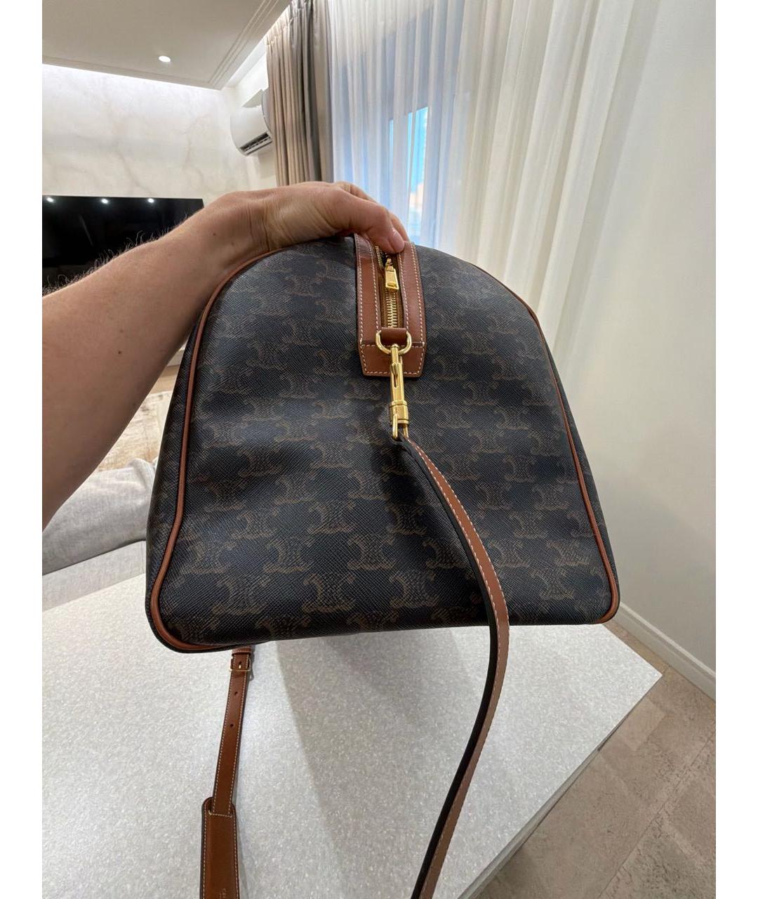 CELINE Коричневая дорожная/спортивная сумка из канвы, фото 3