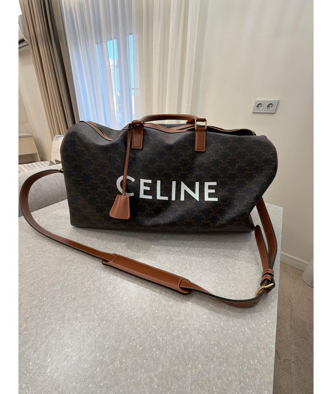 CELINE Коричневая дорожная/спортивная сумка из канвы, фото 7