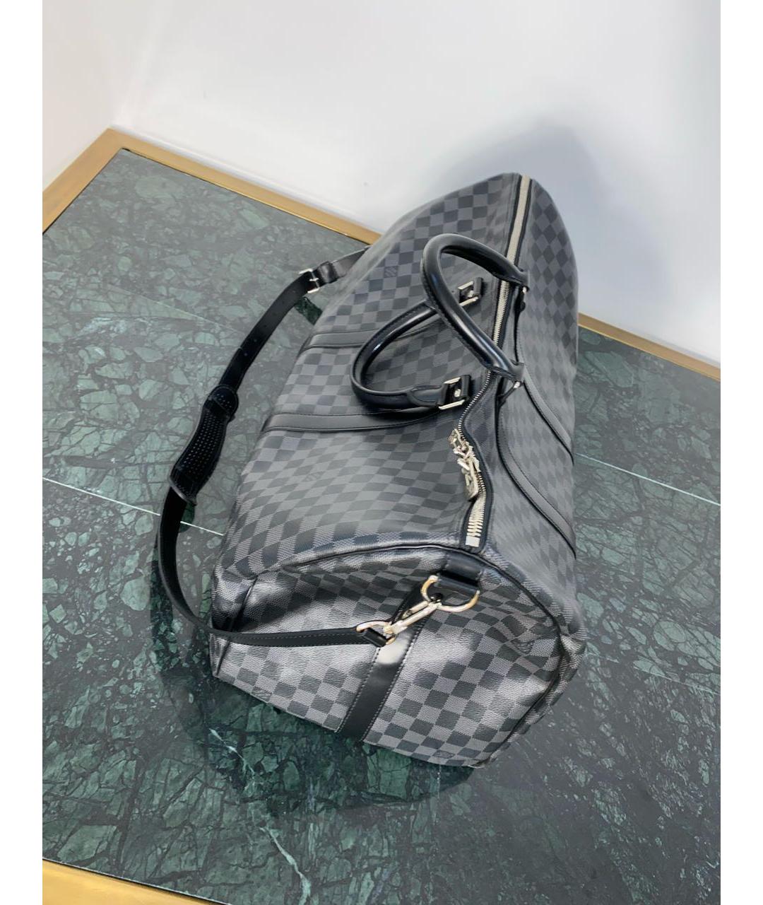 LOUIS VUITTON Черная дорожная/спортивная сумка из канвы, фото 2