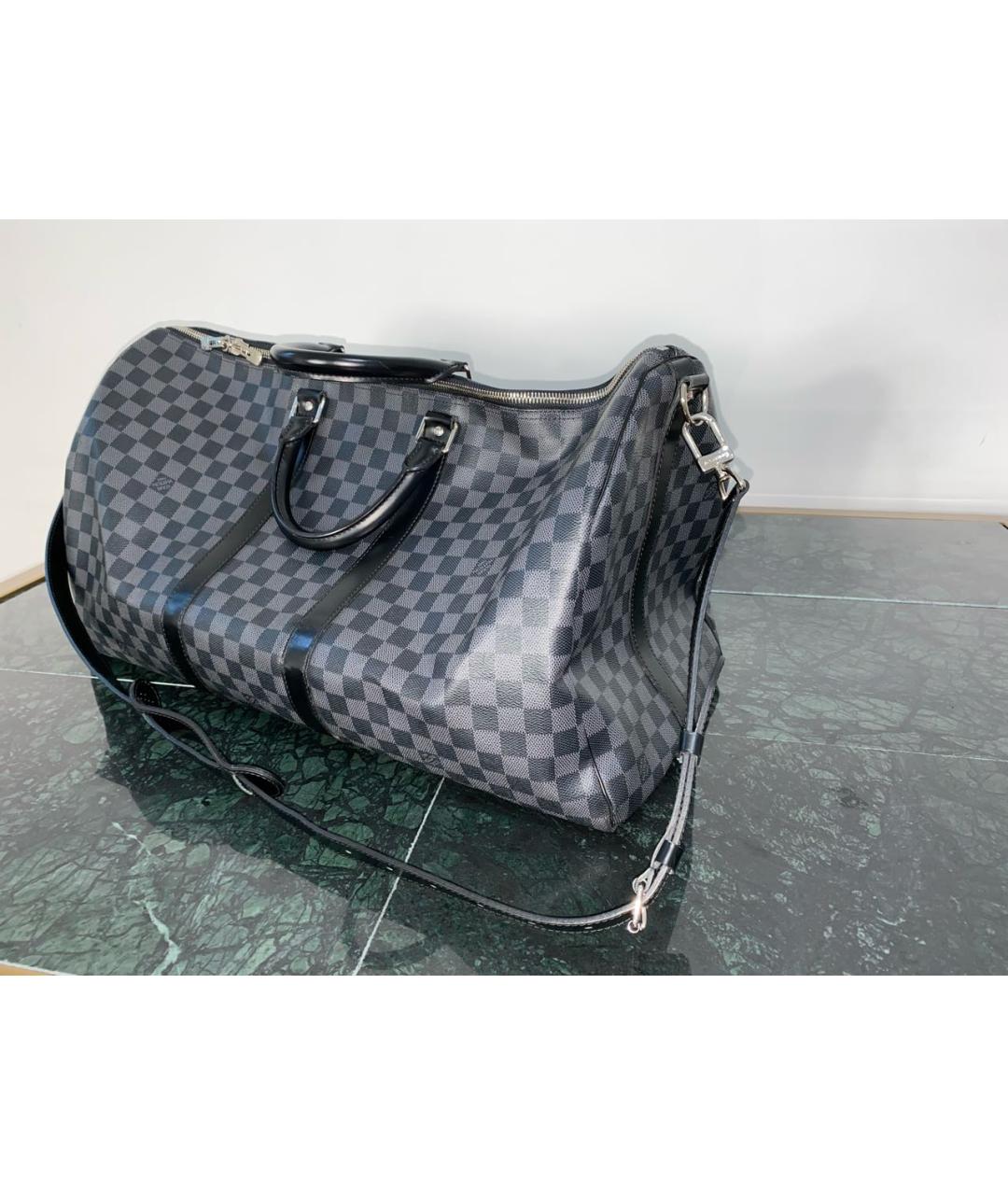 LOUIS VUITTON Черная дорожная/спортивная сумка из канвы, фото 8