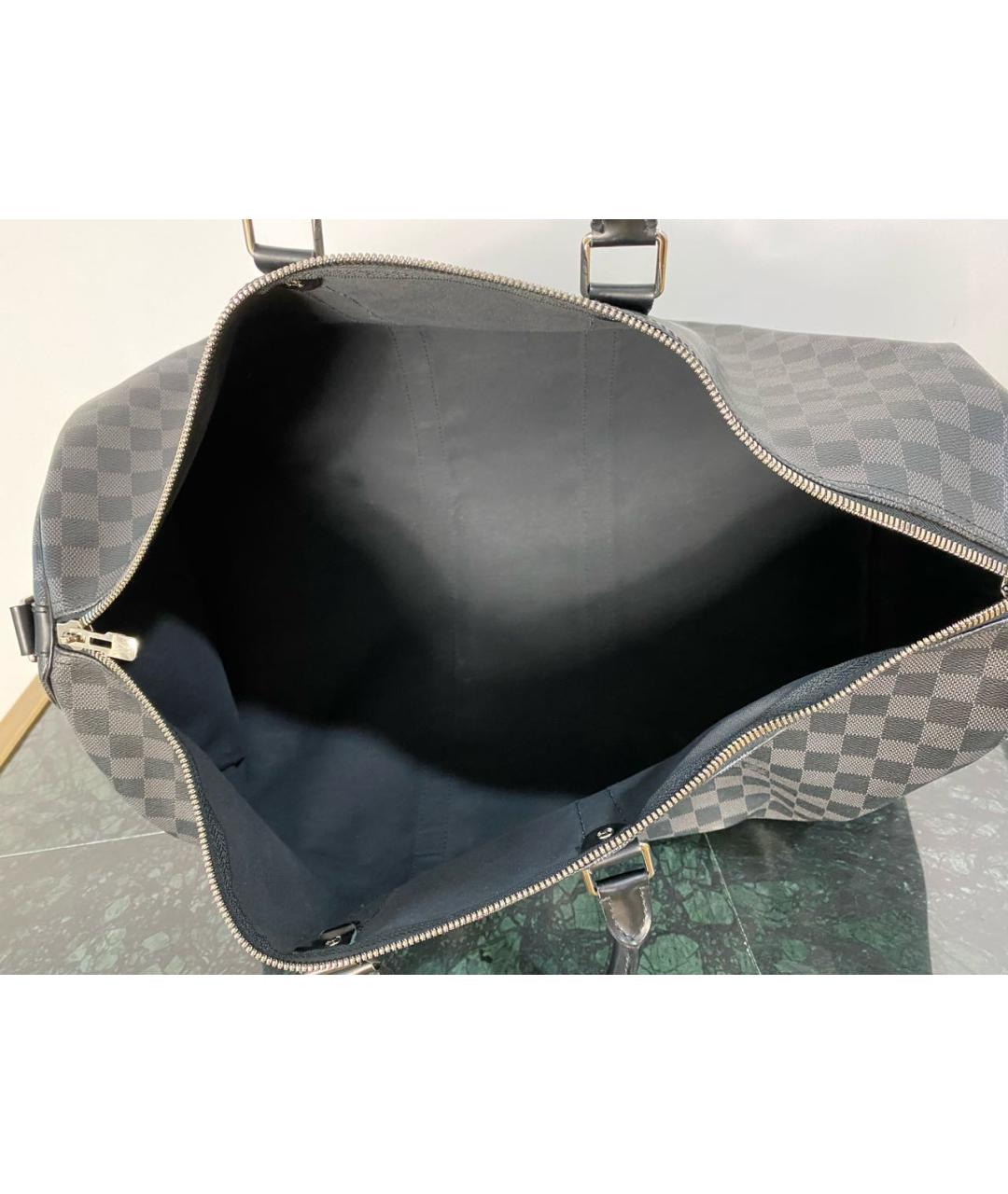 LOUIS VUITTON Черная дорожная/спортивная сумка из канвы, фото 4