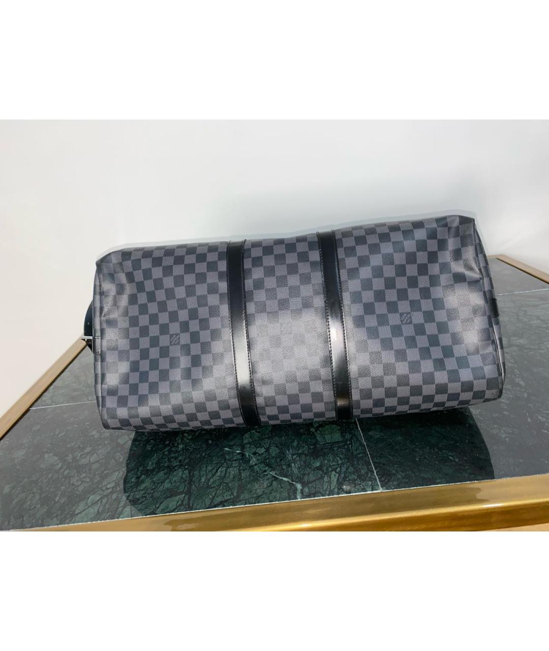 LOUIS VUITTON Черная дорожная/спортивная сумка из канвы, фото 3
