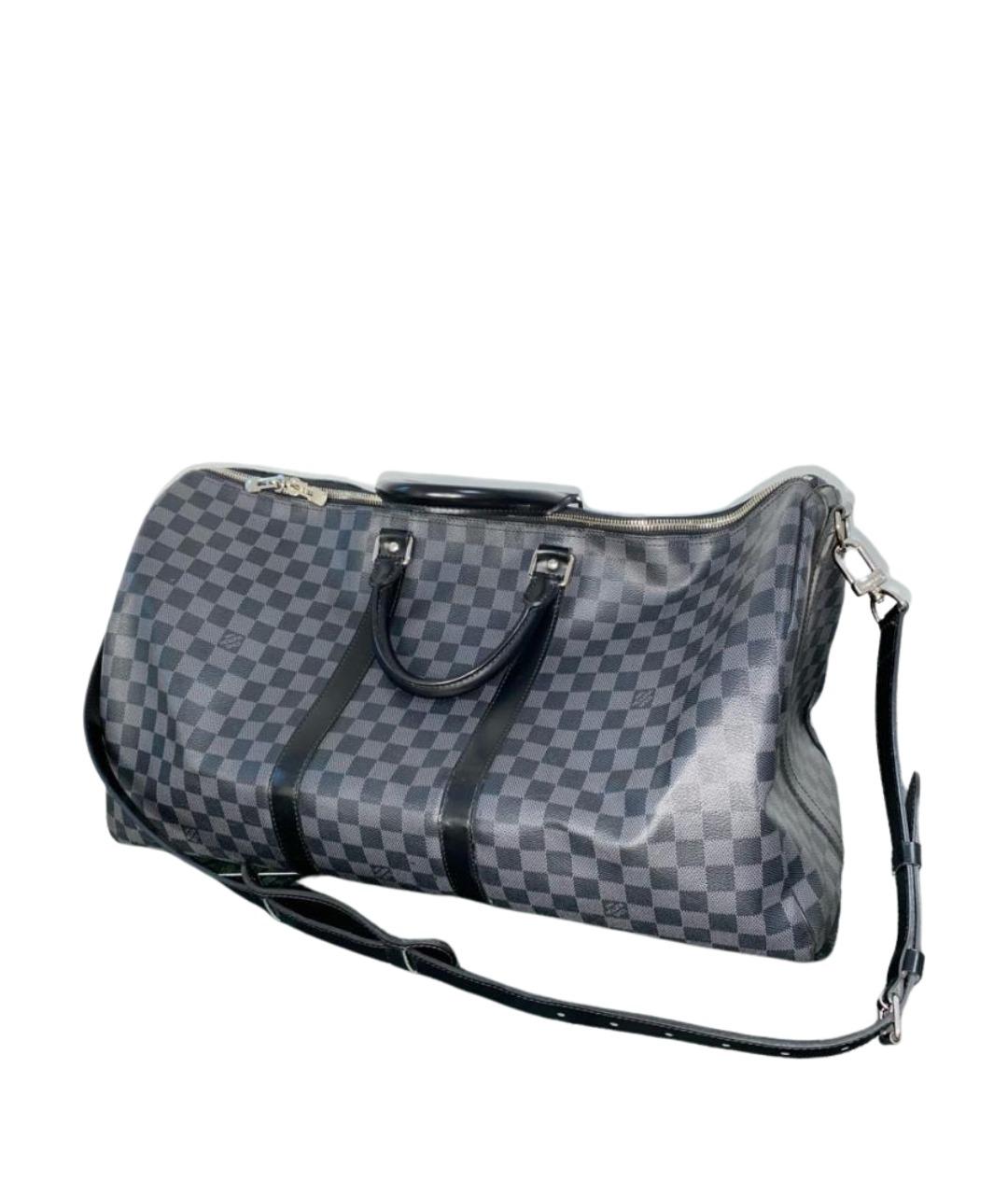 LOUIS VUITTON Черная дорожная/спортивная сумка из канвы, фото 1