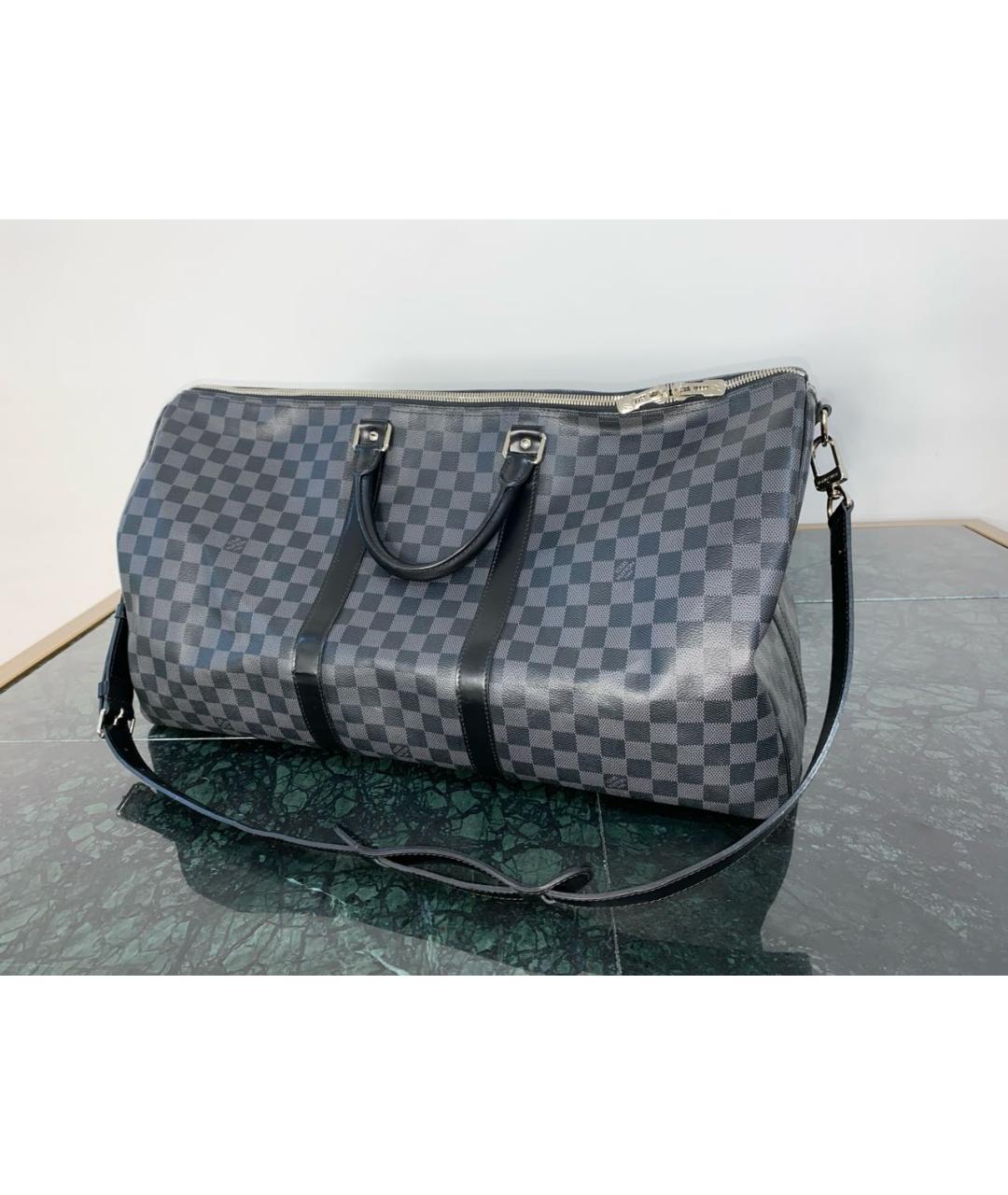 LOUIS VUITTON Черная дорожная/спортивная сумка из канвы, фото 6