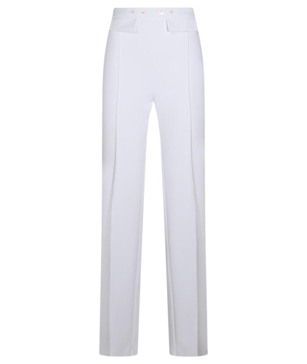 ELISABETTA FRANCHI Белые полиэстеровые прямые брюки, фото 1