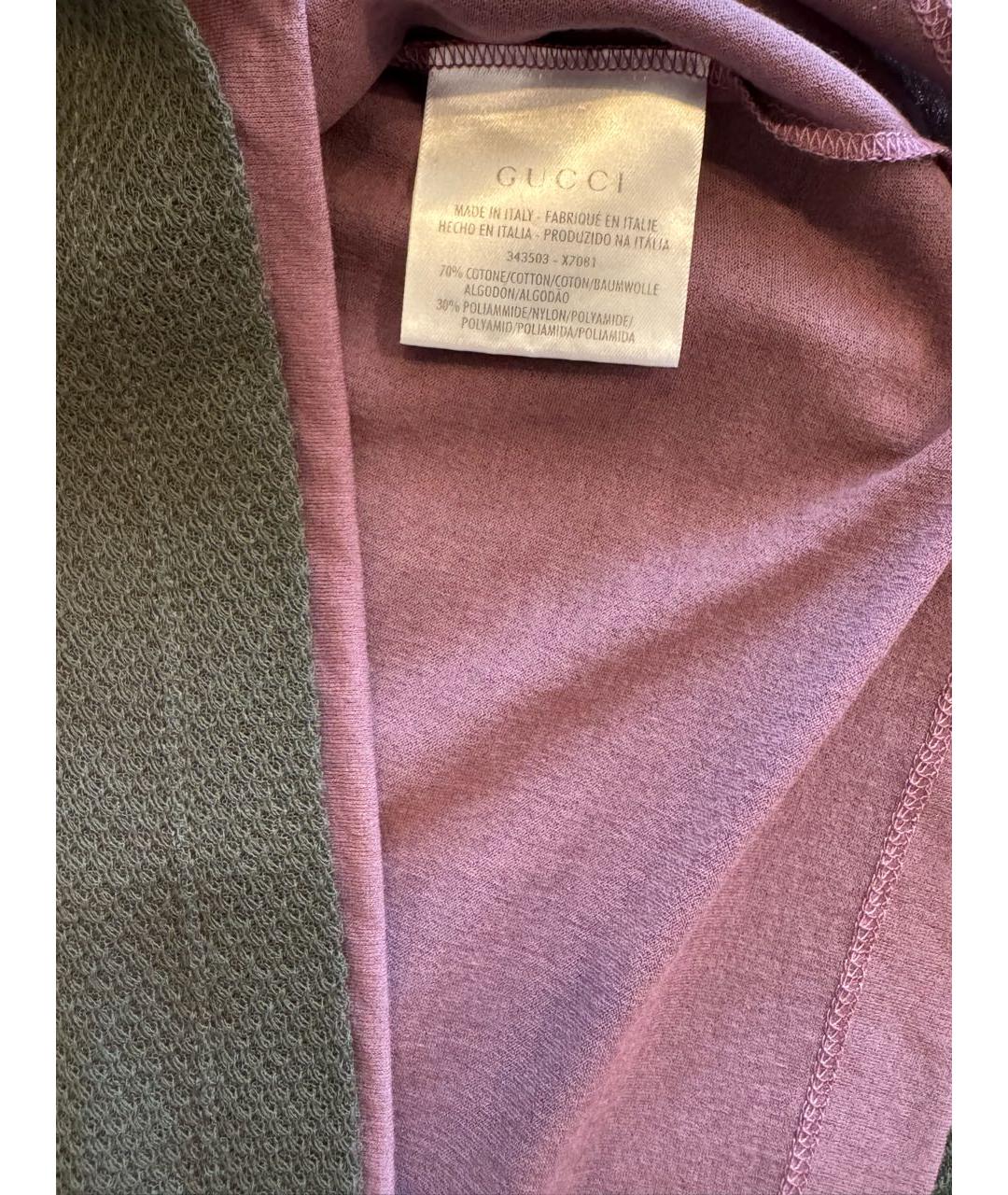 GUCCI Хаки хлопко-полиэстеровая футболка, фото 4