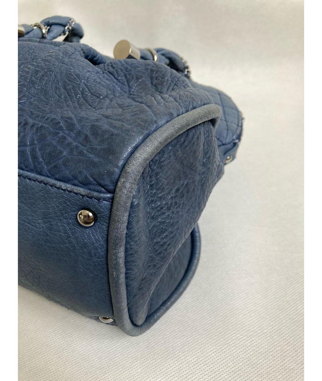 CHANEL PRE-OWNED Синяя кожаная сумка с короткими ручками, фото 8