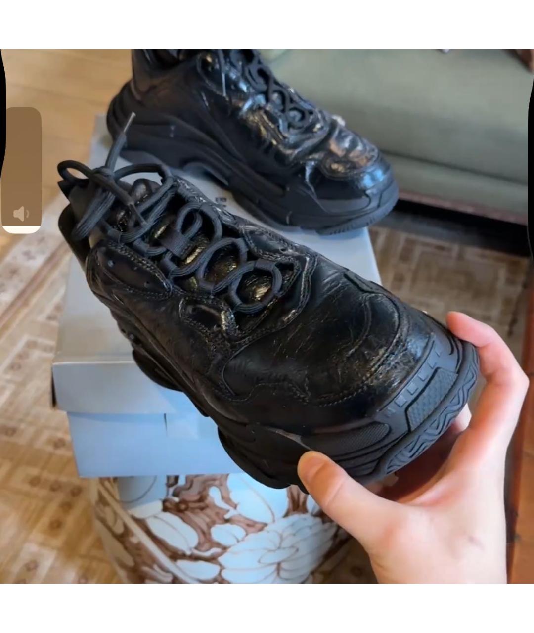 BALENCIAGA Черные кожаные низкие кроссовки / кеды, фото 8