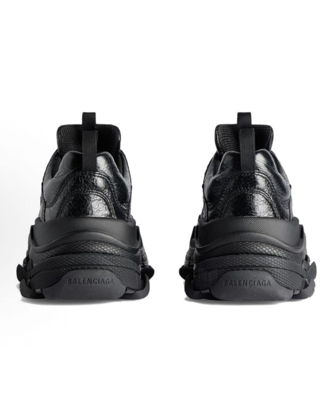 BALENCIAGA Черные кожаные низкие кроссовки / кеды, фото 4