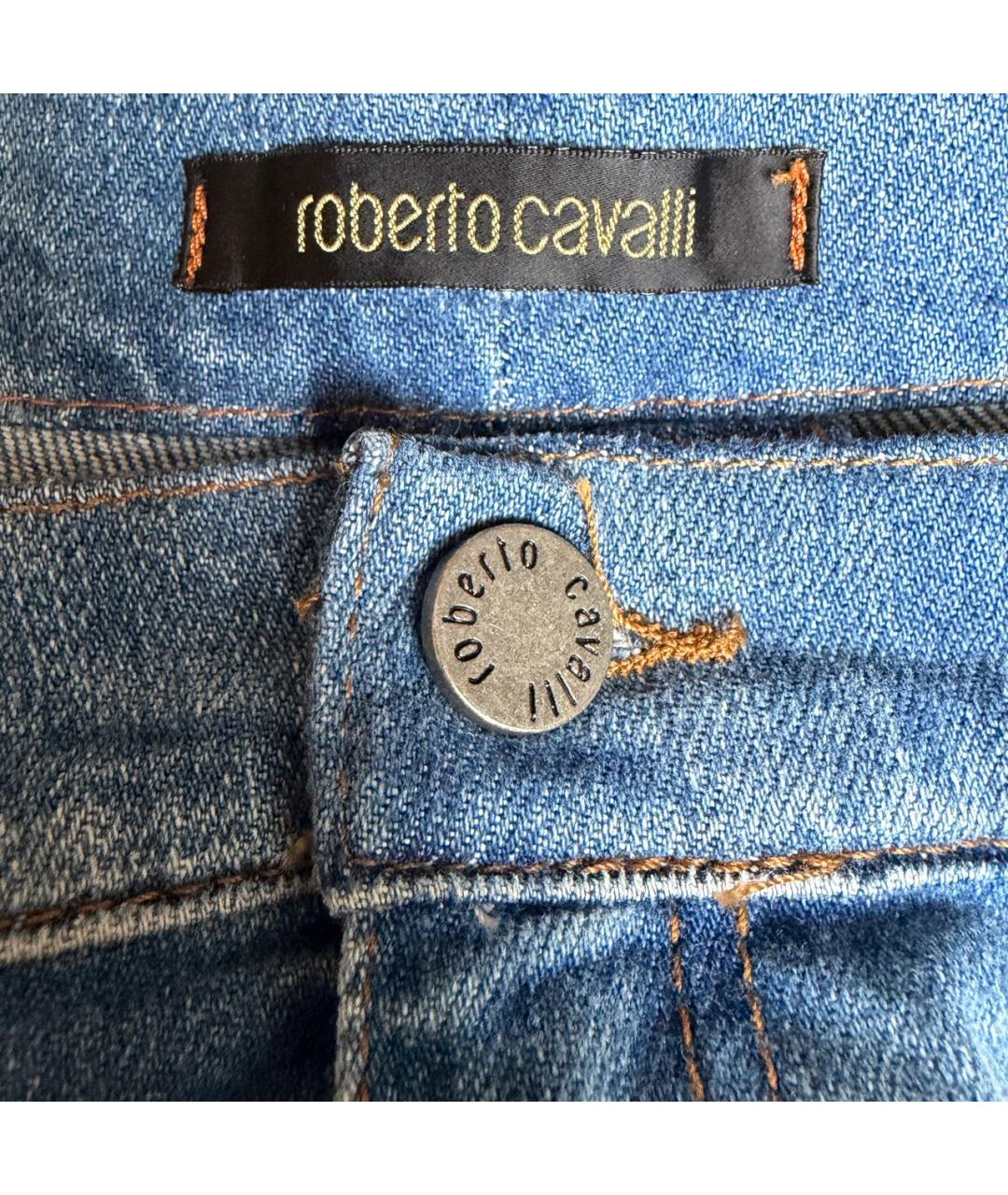 ROBERTO CAVALLI Голубые хлопковые прямые джинсы, фото 4
