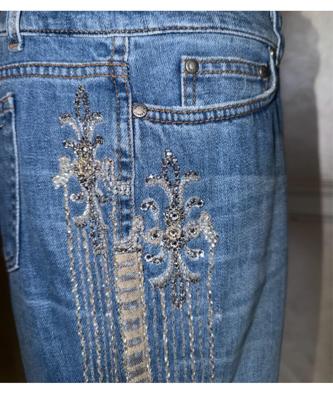 ROBERTO CAVALLI Голубые хлопковые прямые джинсы, фото 8