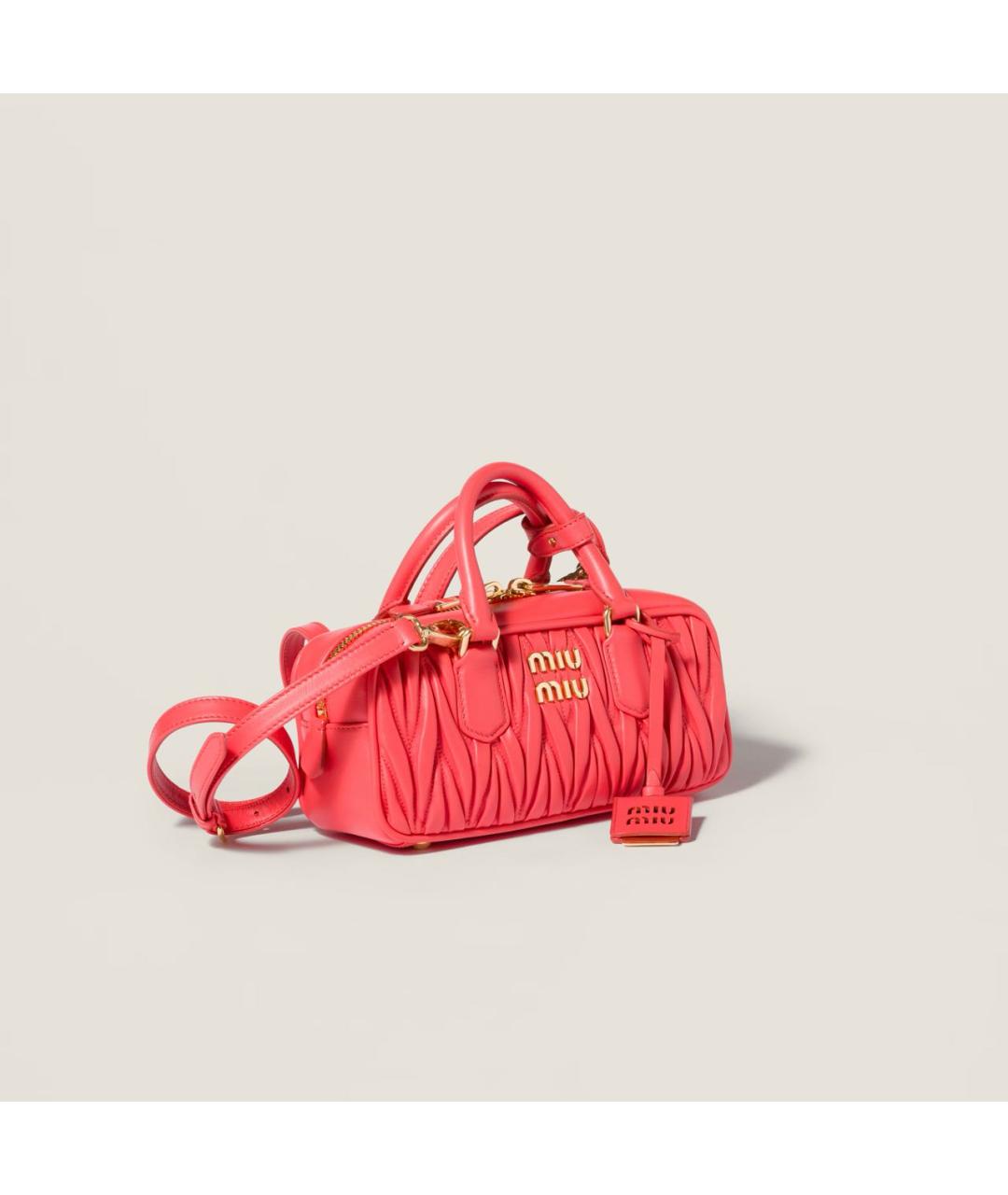 MIU MIU Коралловая кожаная сумка с короткими ручками, фото 2