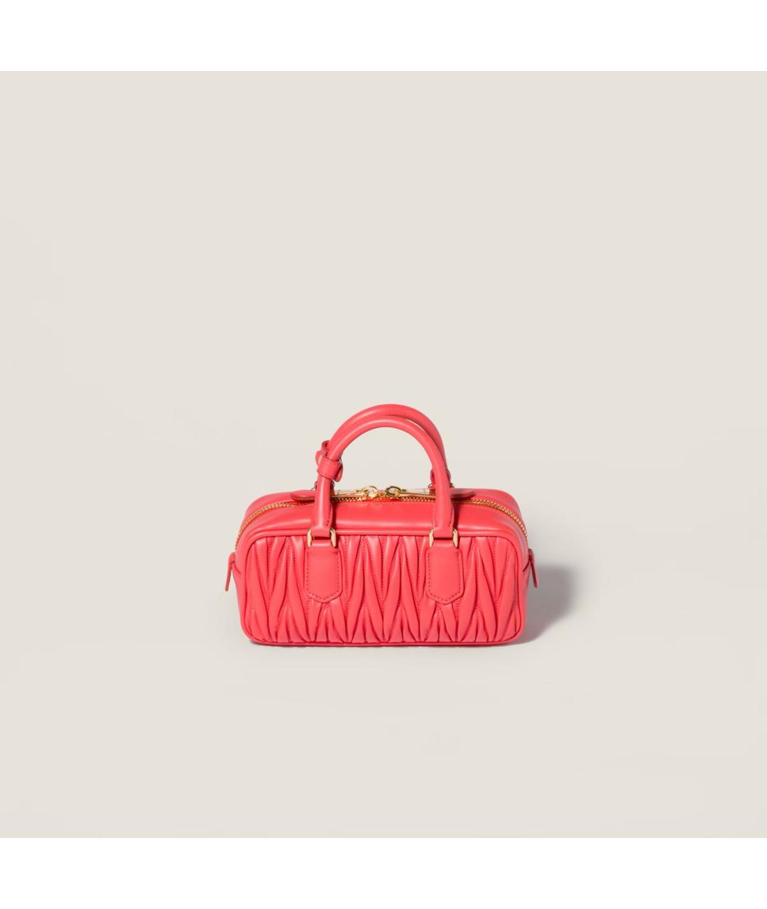 MIU MIU Коралловая кожаная сумка с короткими ручками, фото 3