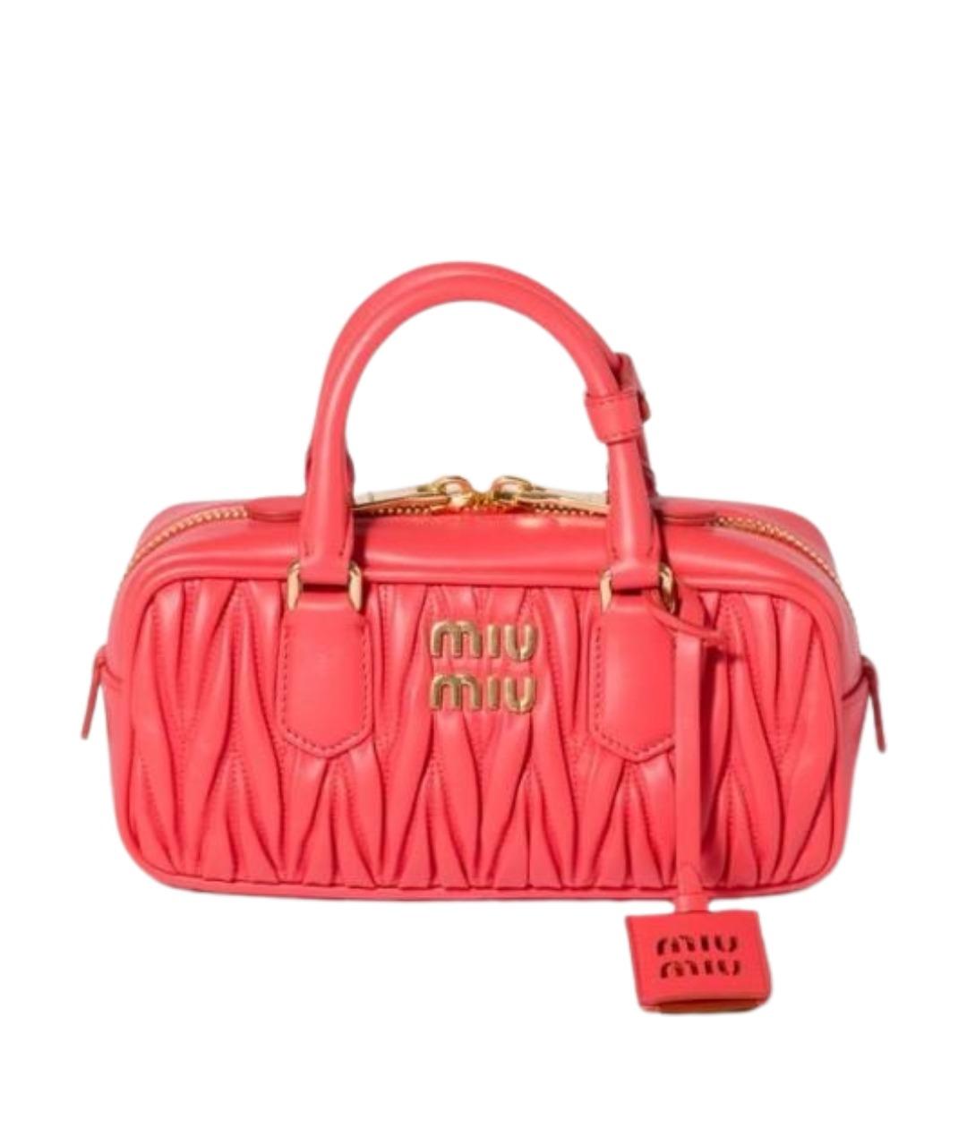 MIU MIU Коралловая кожаная сумка с короткими ручками, фото 1