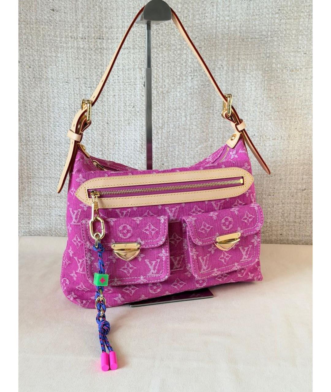 LOUIS VUITTON Розовая деним сумка тоут, фото 2