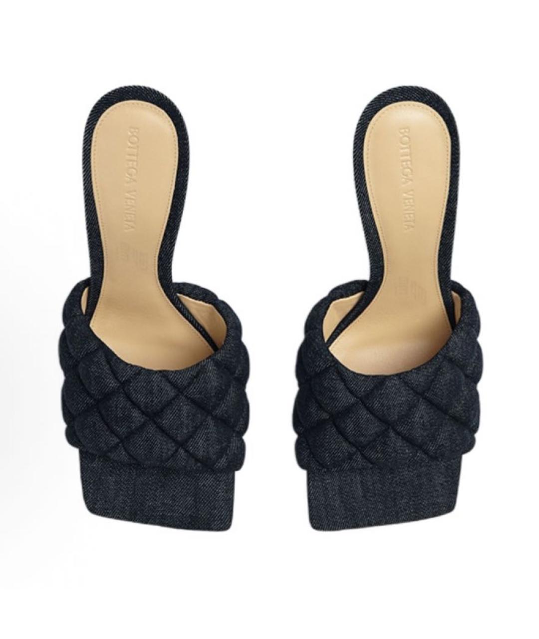 BOTTEGA VENETA Темно-синие текстильные мюли, фото 3