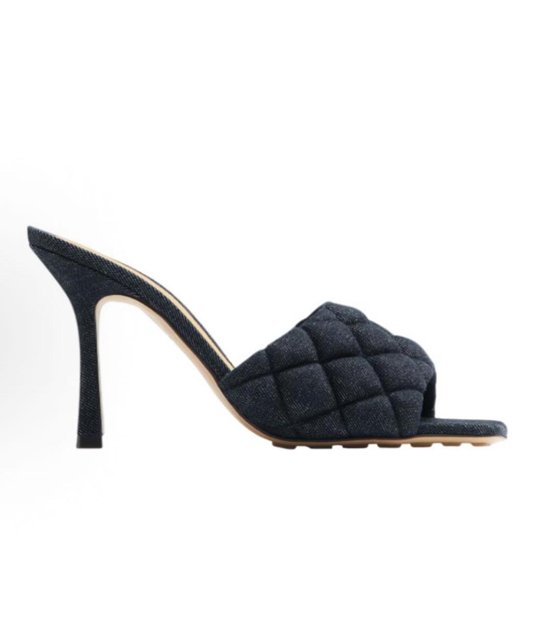 BOTTEGA VENETA Темно-синие текстильные мюли, фото 6