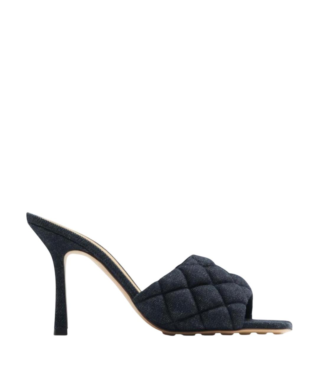 BOTTEGA VENETA Темно-синие текстильные мюли, фото 1