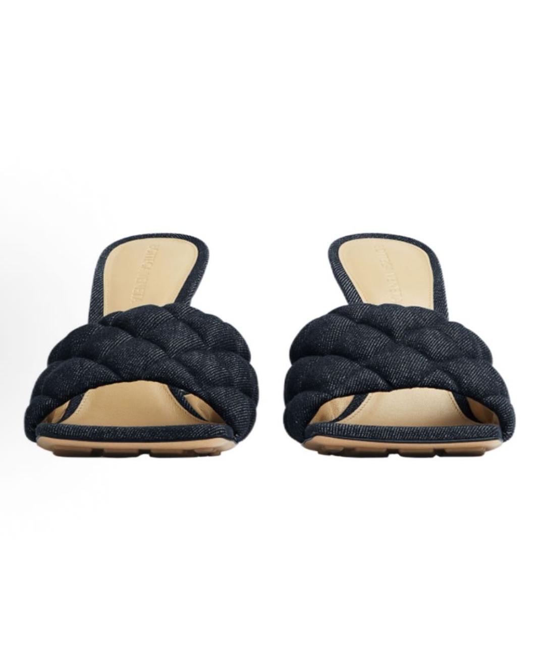 BOTTEGA VENETA Темно-синие текстильные мюли, фото 2