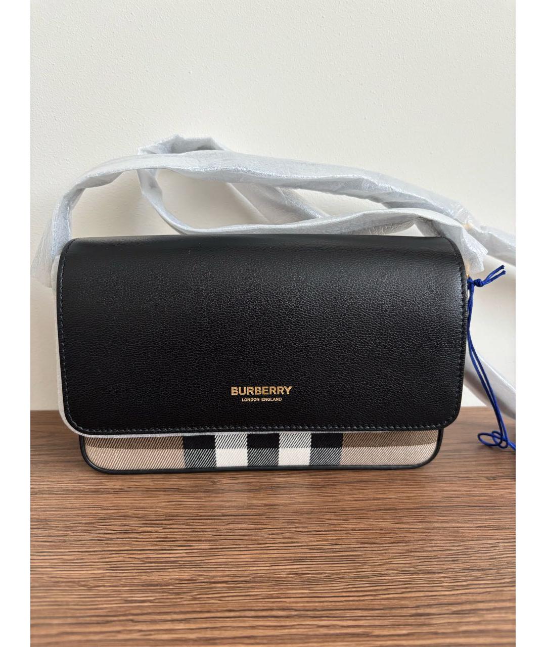 BURBERRY Черная кожаная сумка через плечо, фото 3