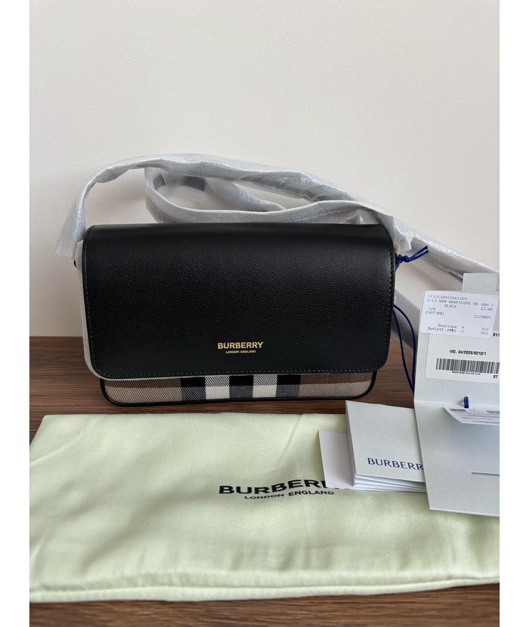 BURBERRY Черная кожаная сумка через плечо, фото 2