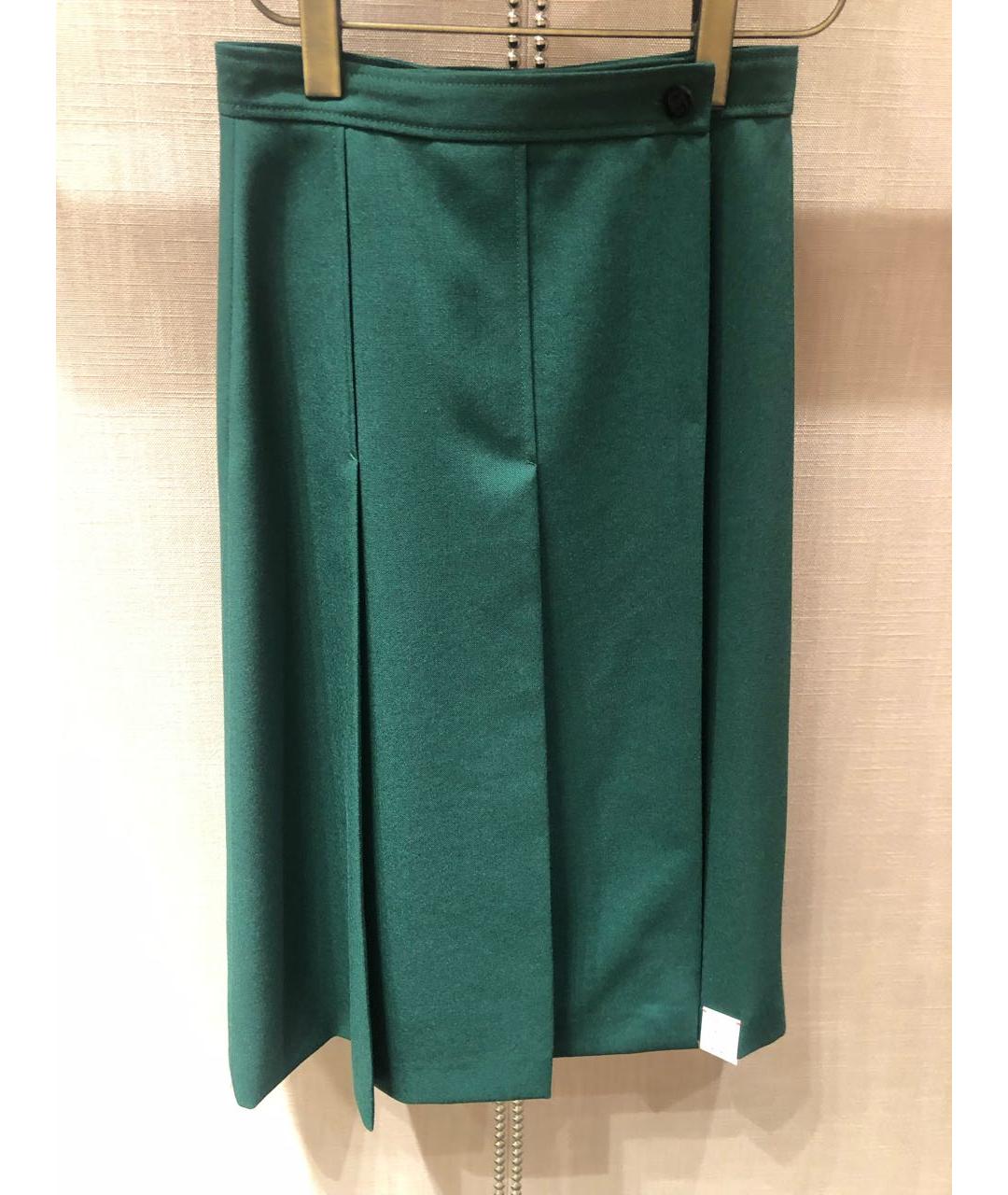 GUCCI Зеленая шерстяная юбка миди, фото 7
