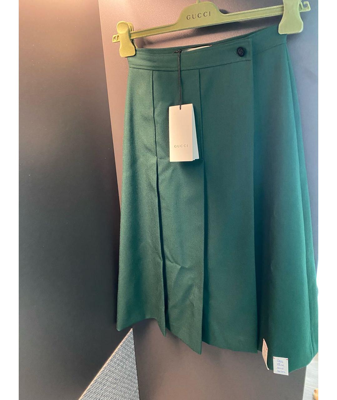 GUCCI Зеленая шерстяная юбка миди, фото 2