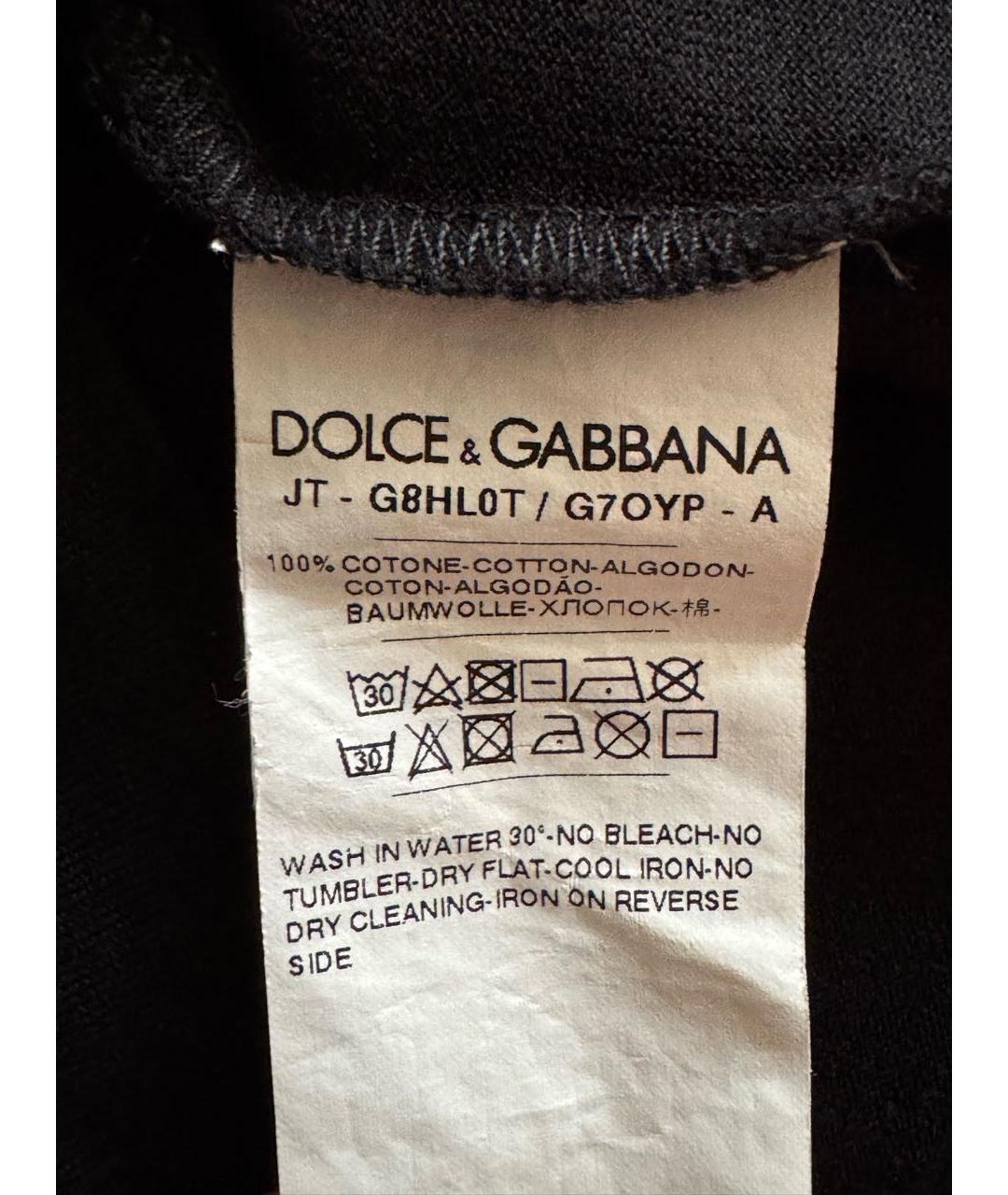 DOLCE&GABBANA Черная хлопковая футболка, фото 5