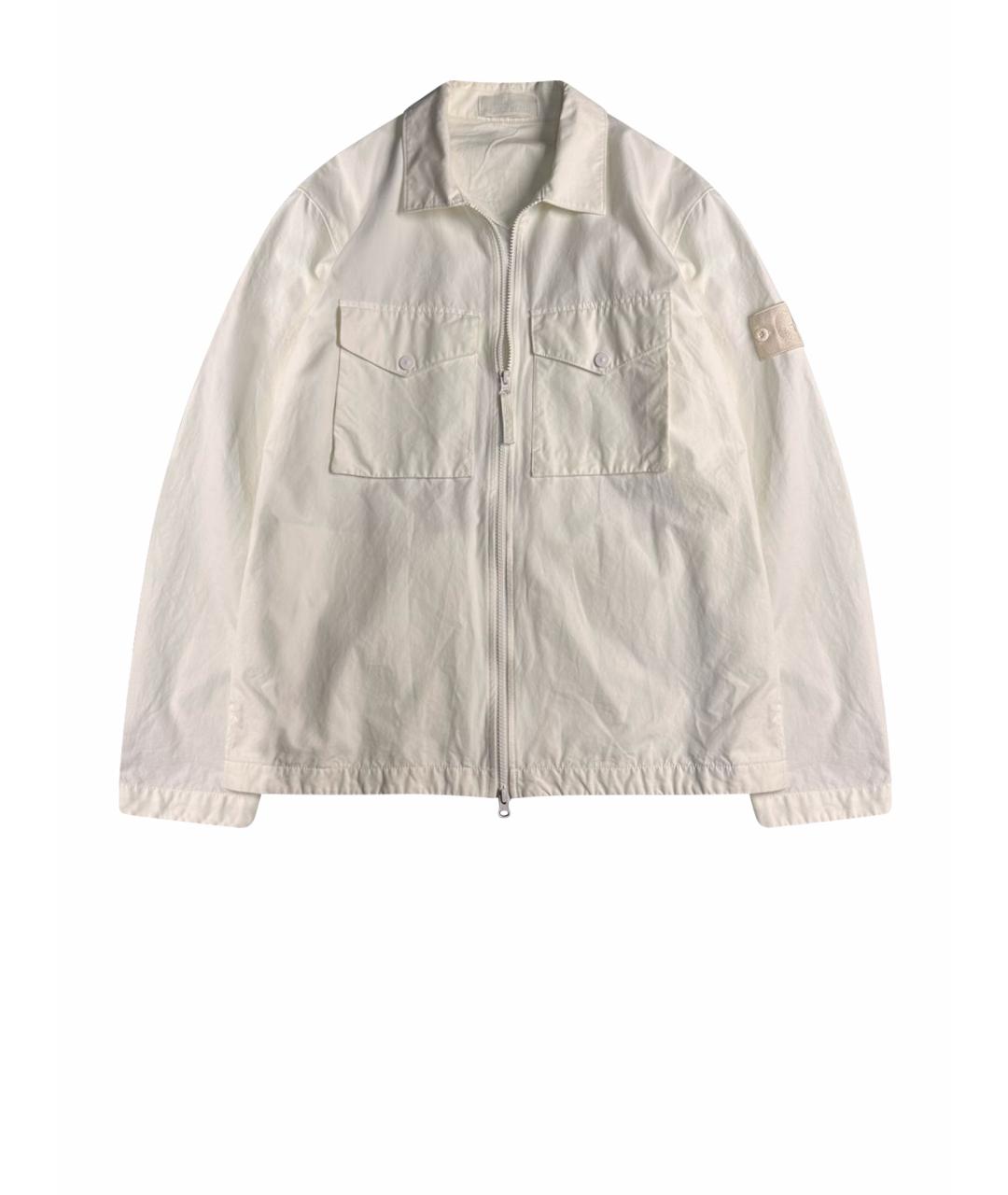 STONE ISLAND Белая хлопко-эластановая куртка, фото 1