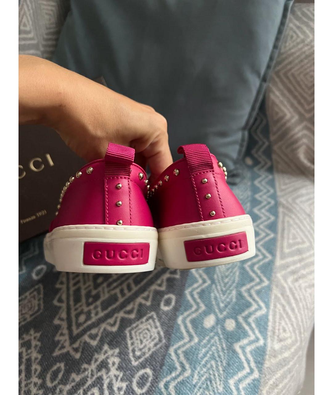 GUCCI Розовые кожаные мокасины, фото 4