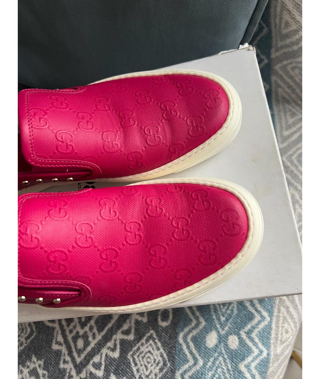 GUCCI Розовые кожаные мокасины, фото 3