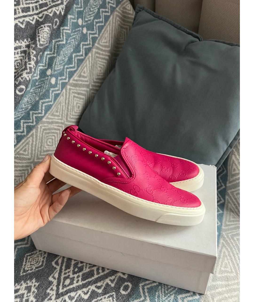 GUCCI Розовые кожаные мокасины, фото 6