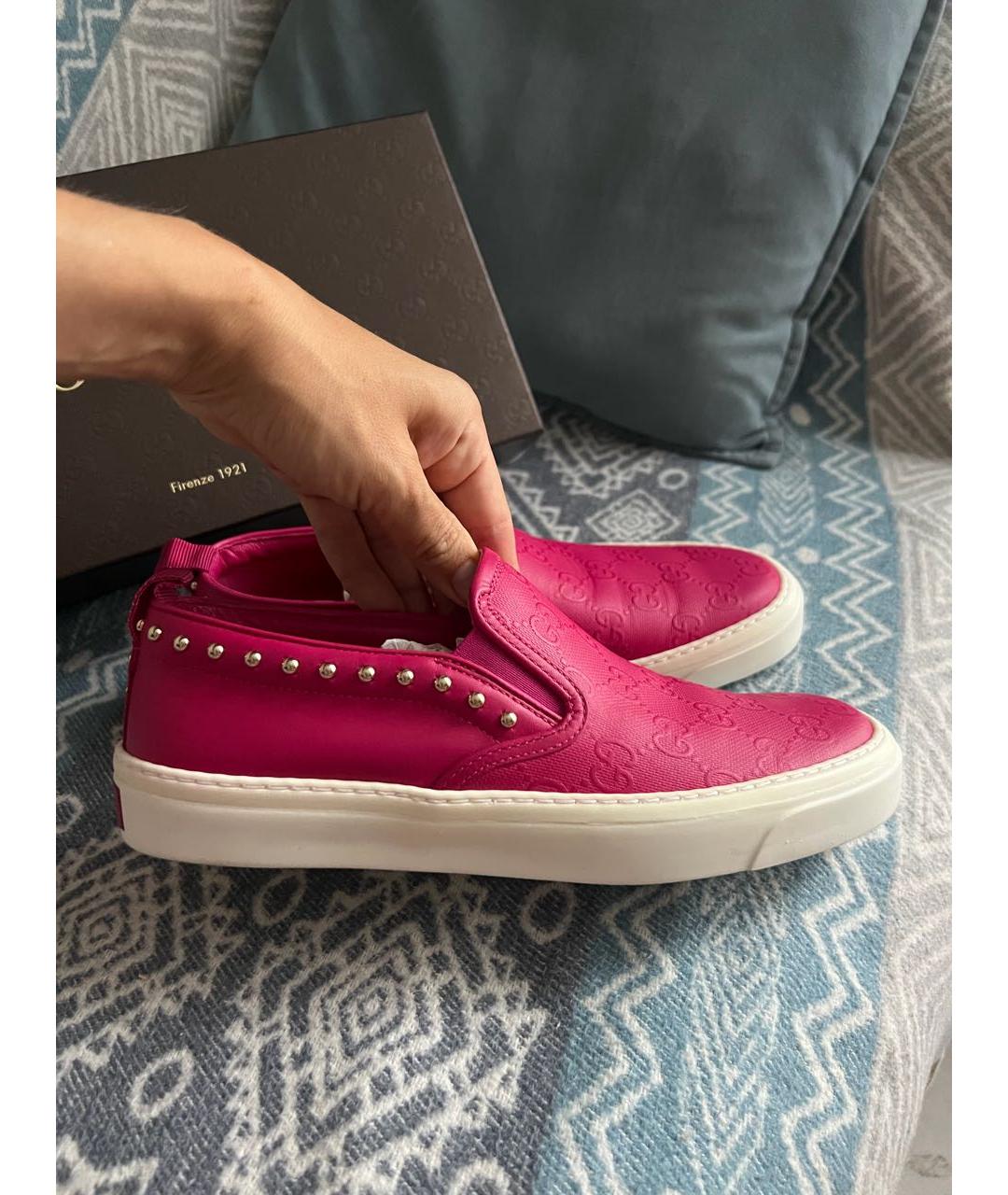 GUCCI Розовые кожаные мокасины, фото 2