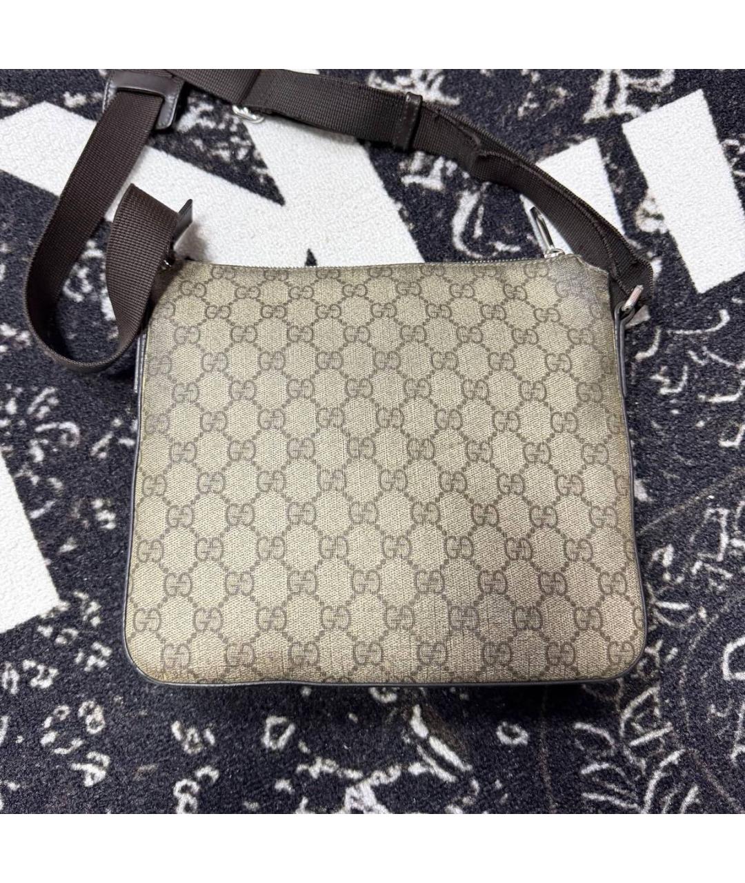 GUCCI Бежевая сумка на плечо из канвы, фото 3