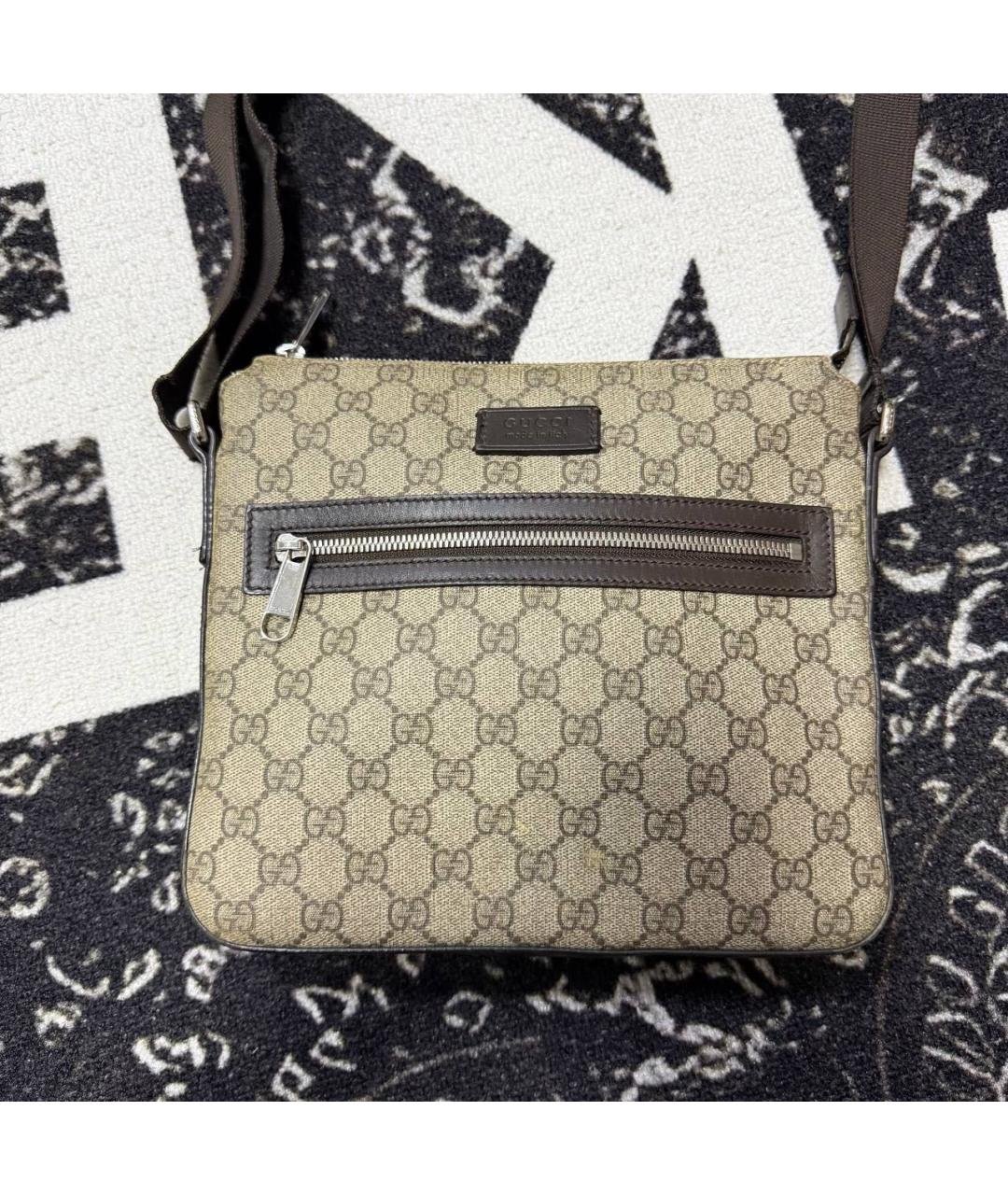 GUCCI Бежевая сумка на плечо из канвы, фото 2