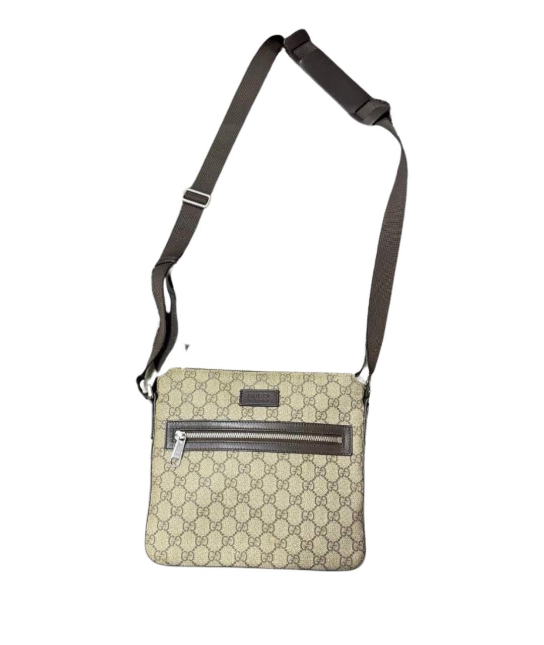 GUCCI Бежевая сумка на плечо из канвы, фото 1
