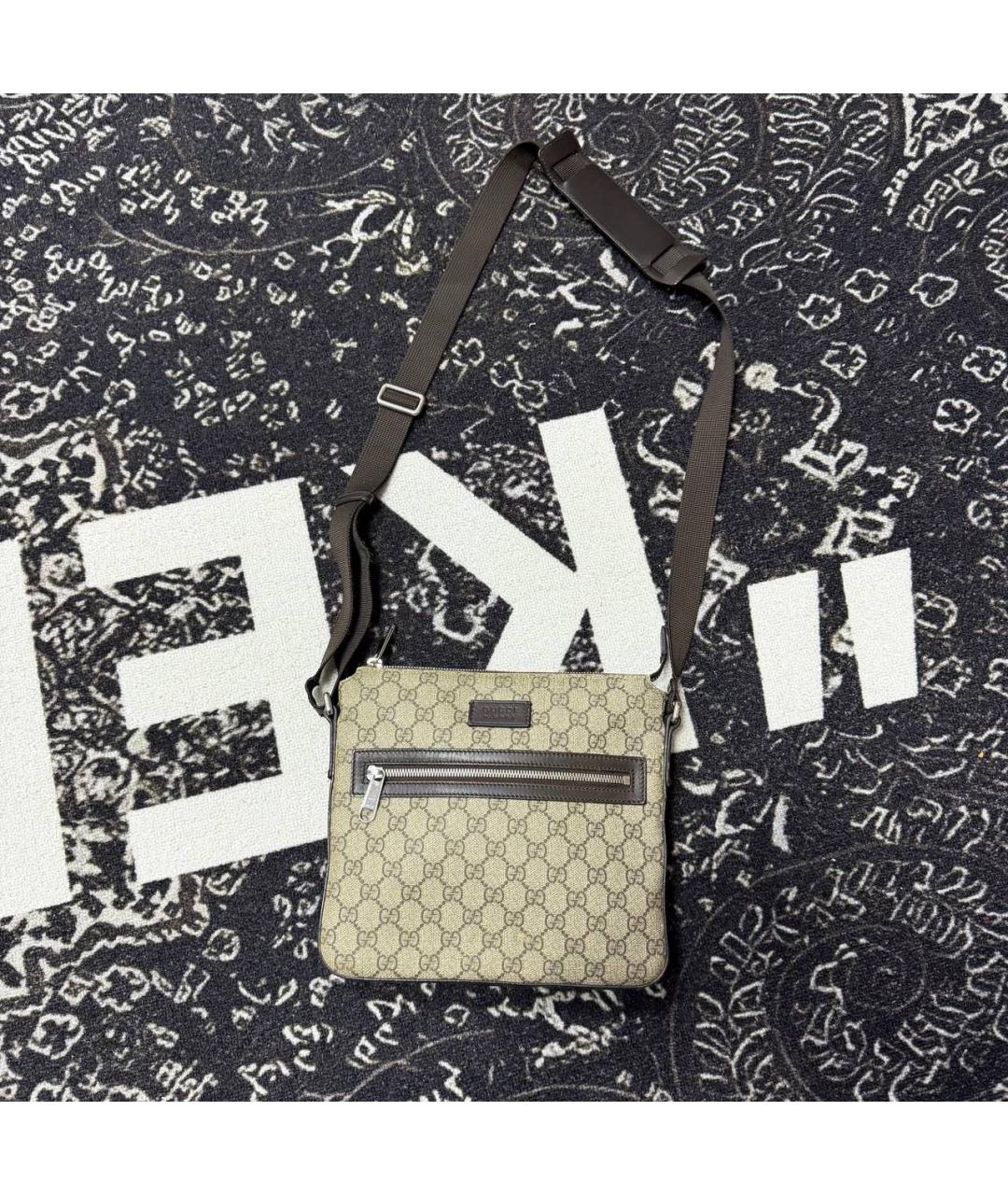 GUCCI Бежевая сумка на плечо из канвы, фото 6