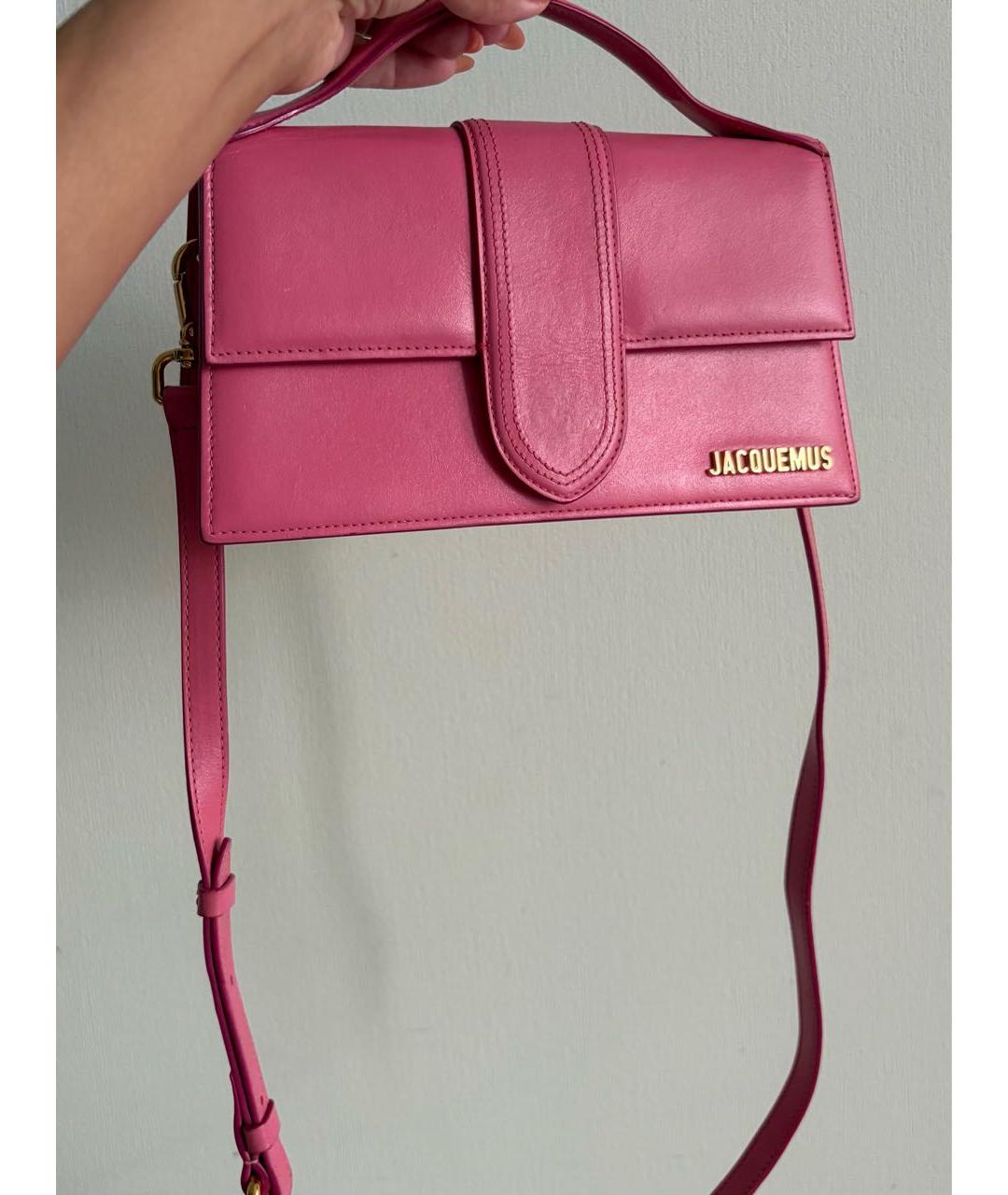 JACQUEMUS Розовая кожаная сумка с короткими ручками, фото 8