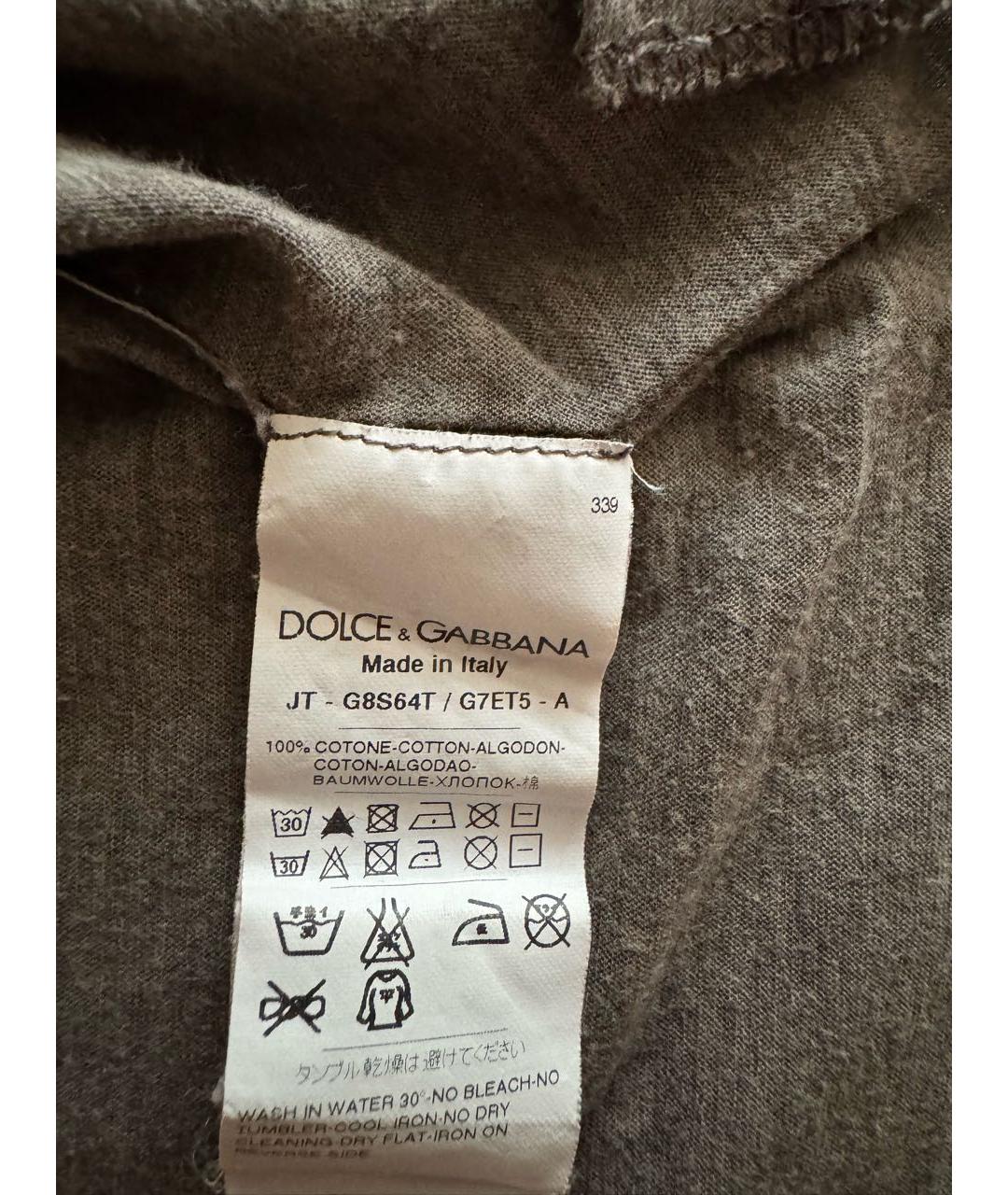 DOLCE&GABBANA Бежевая хлопковая футболка, фото 4